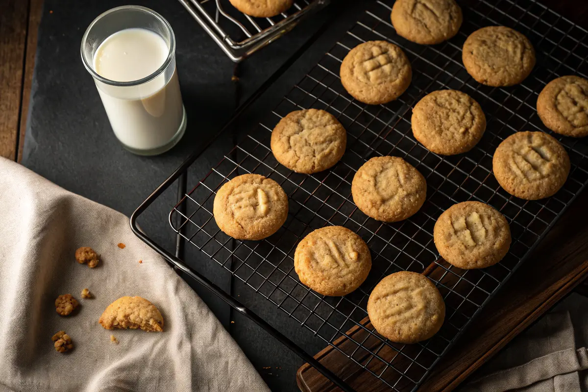 Freshly baked batch of 4 Ingredient Peanut Cookies