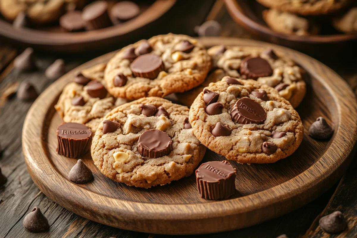 Freshly baked Reeses peanut butter cookies.