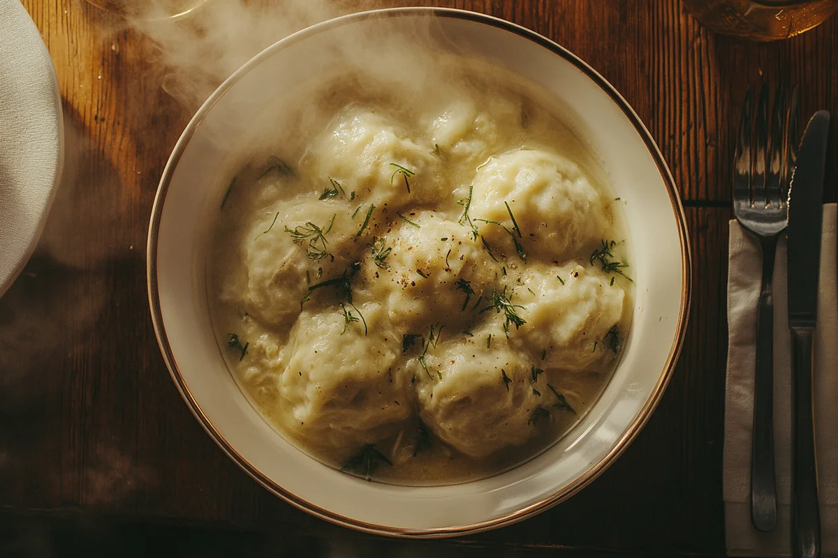 Cracker barrel chicken dumplings served in a bowl.