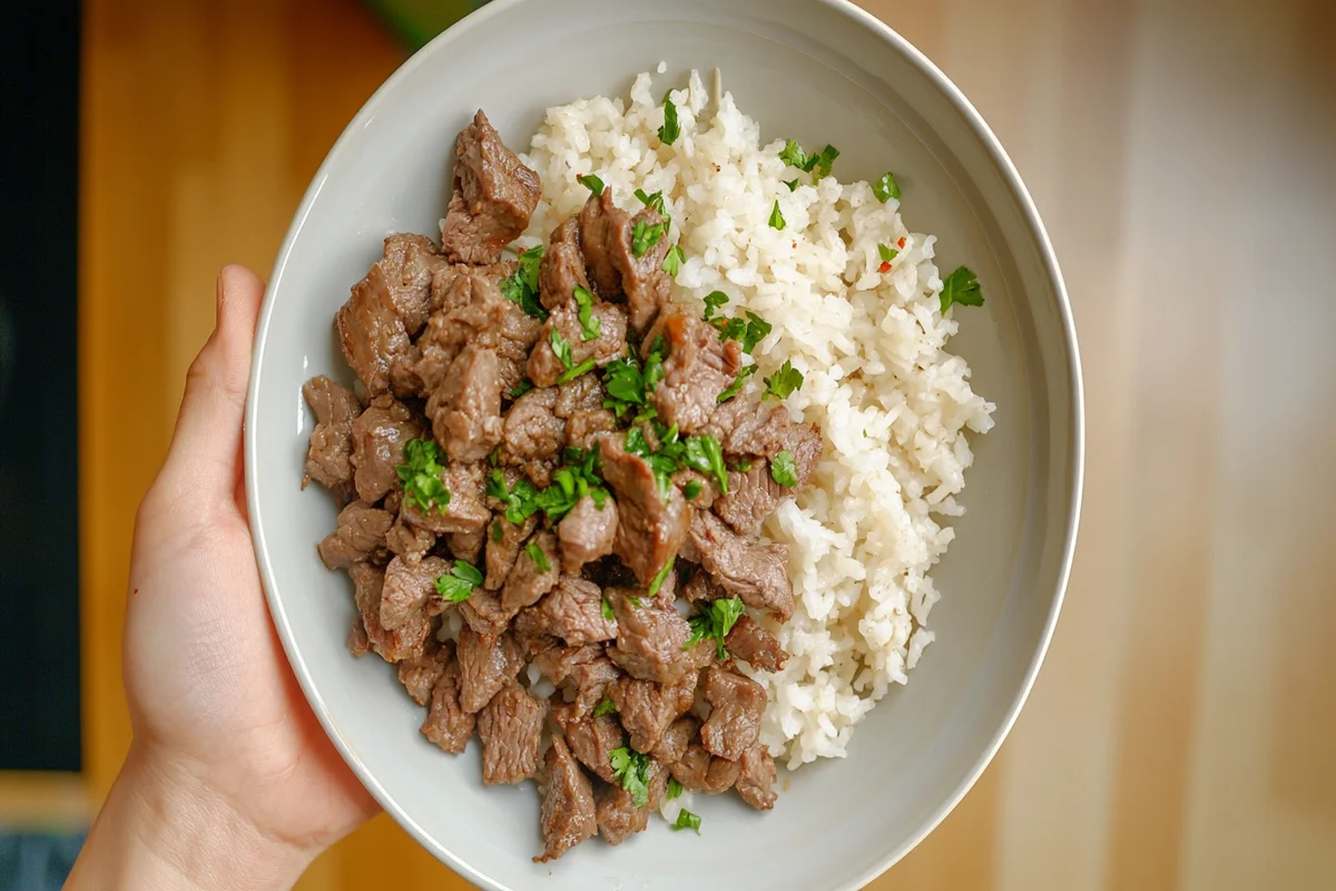 Bully beef and rice recipe.