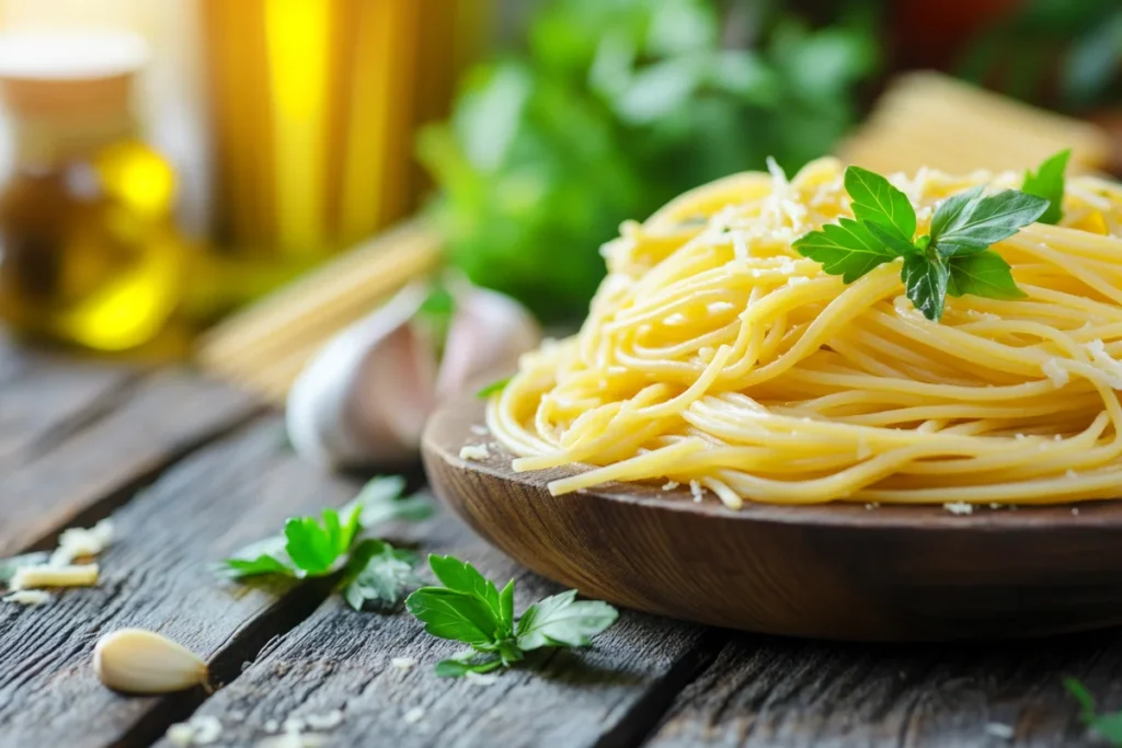Naturally garlic butter sauce with parmesan and cream cheese.