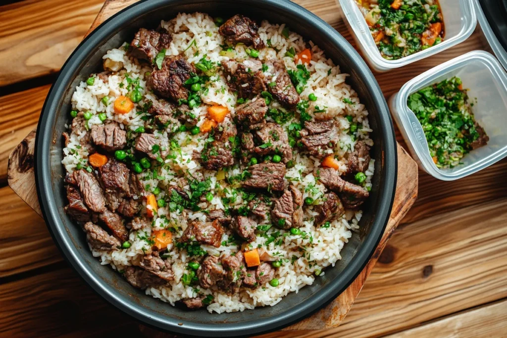 beef and rice meal prep