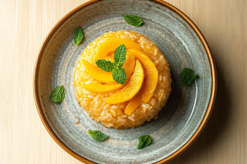 A vibrant mango recipes dessert display with fresh fruit.