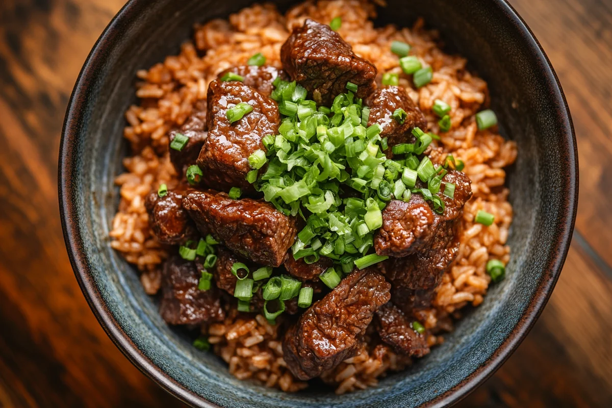 Beef dirty rice recipe in a serving dish.