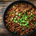 Easy dirty rice with beef recipe in a pot.