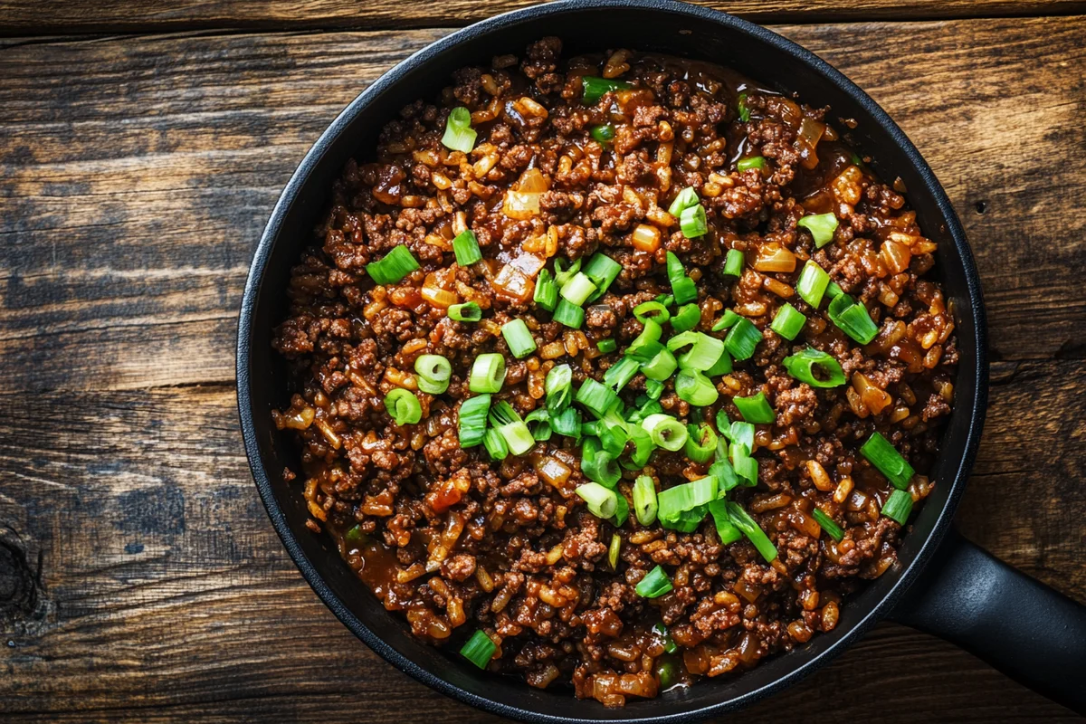 Easy dirty rice with beef recipe in a pot.