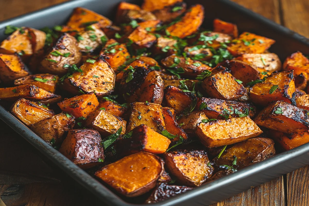 Naturally roasted sweet potatoes and carrots