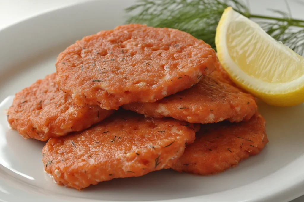 Costco salmon patties on a plate