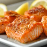 Crispy salmon bites on a plate