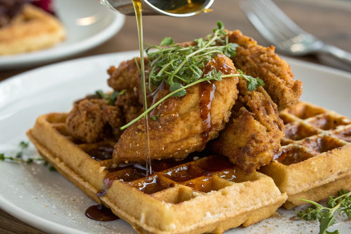 Delicious Chicken And Waffles.