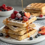 Delicious stack of sourdough discard waffles